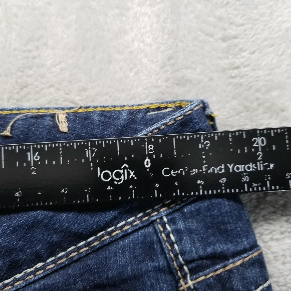 Amethyst Jeans Womens 16 Blue Bootcut Mid Rise Distressed Embroidered Studded - Picture 5 of 9